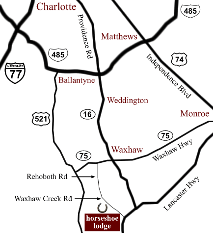 map to horseshoe lodge; waxhaw, nc